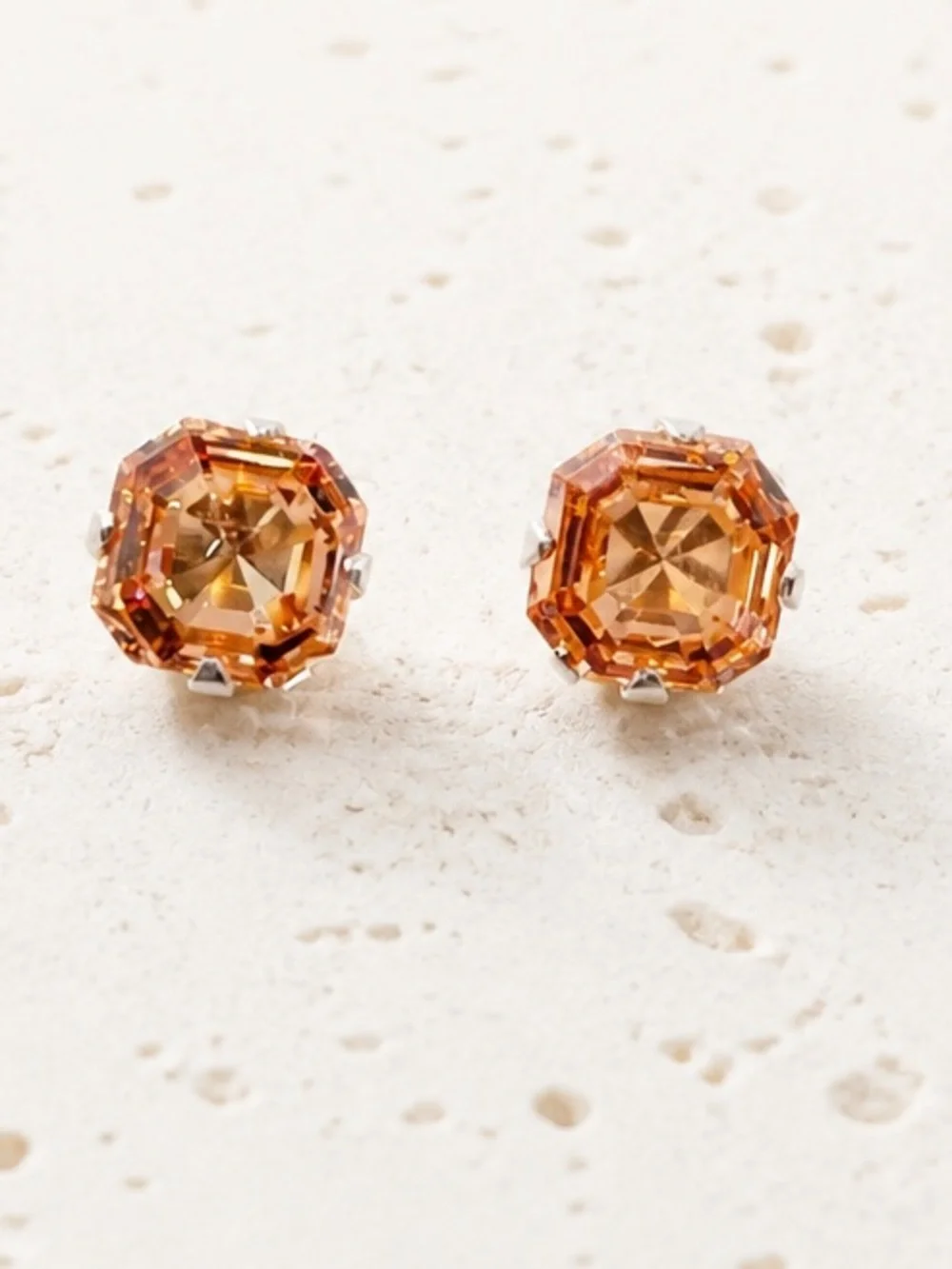 Peach Tourmaline 925 Sterling Silver stud earrings